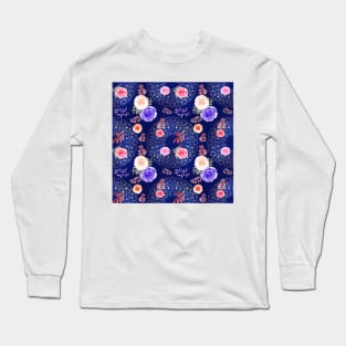 Spring Mandalas and Roses China Blue Long Sleeve T-Shirt